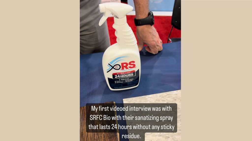 SRFC Bio’s RS Sanitizing Spray With 24 Germ Protection without the Sticky Residue! A Press Release From the Hospitality Show.